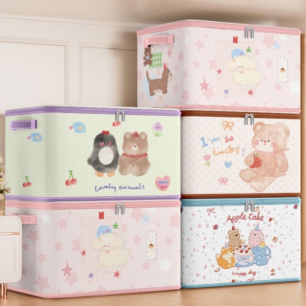 Dust-proof Clothes Quilts Organizer Cartoon Wardrobe Organizer Folding Clothes Storage Box  Toys