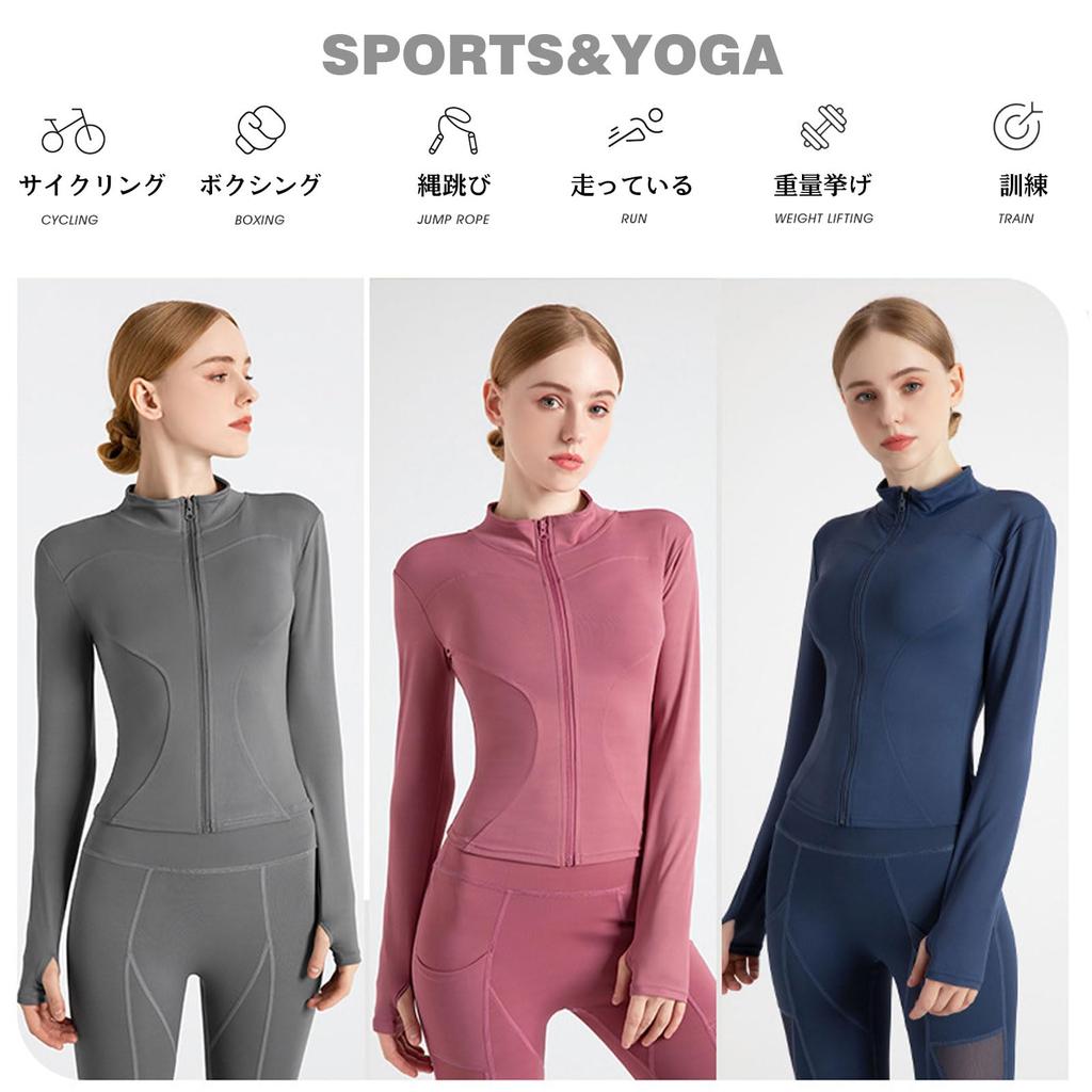 Yodilala Long Sleeve Running Slim with Thumb for and Perfect for and Size M Women's Full-Zip Jacket, Lightweight, Fit, Holes, Sports, Yoga, Workouts,