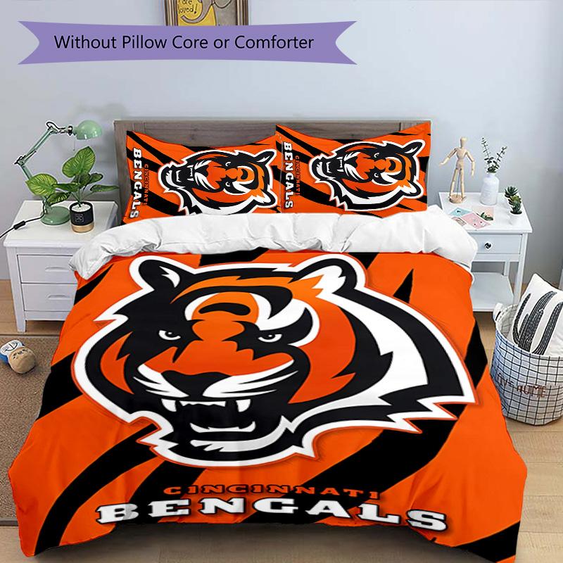 3pcs Cincinnati Bengals LOGO pattern bedding set duvet cover set includes duvet cover &pillowcases,perfect all season bedroom decoration&gift