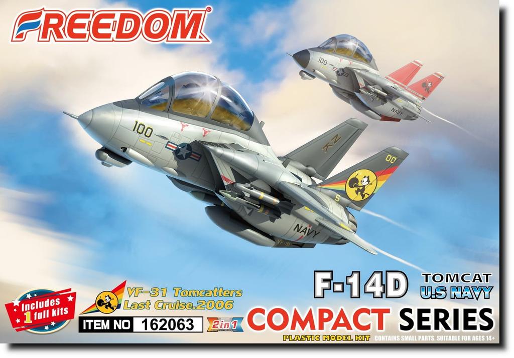 Freedom Model Kit Compact Series Amerikanische F-14 Tomcat VF-31 Tomcatters Letzte Fahrt 2006 Plastikmodellbausatz FRE162063