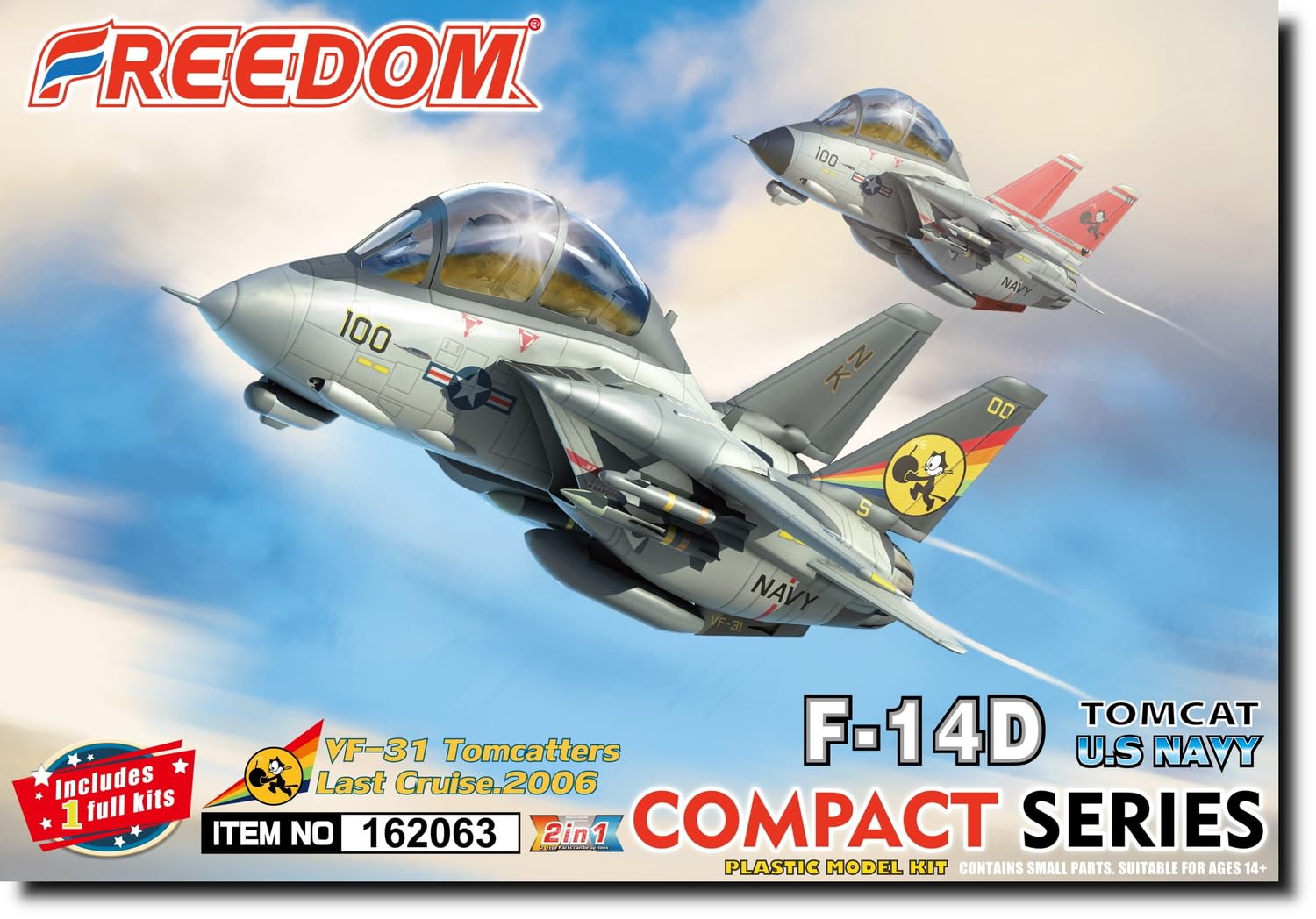 

Freedom Model Kit Compact Series American F-14 Tomcat VF-31 Tomcatters Last Cruise 2006 Plastic Model Kit FRE162063