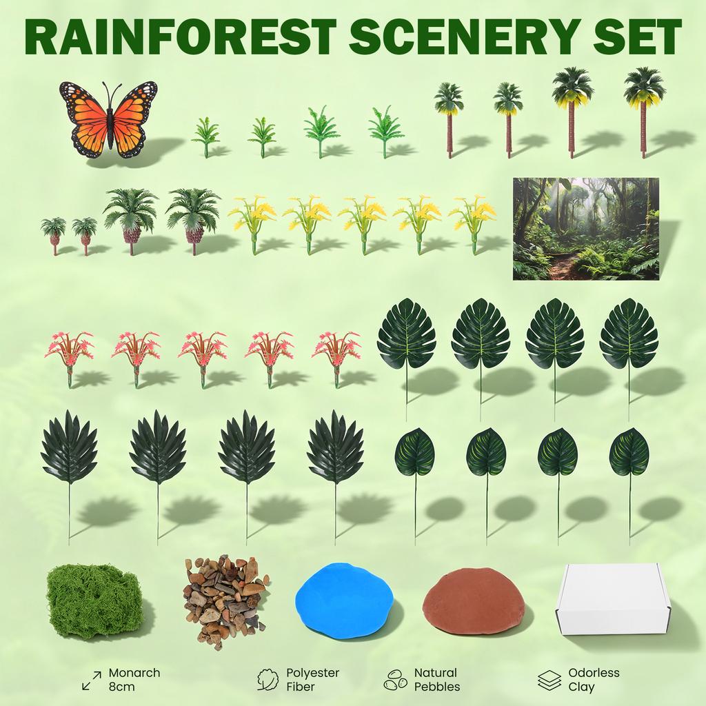 Jungle Diorama Kit Cardboard Diorama Box Rainforest Model Scenery Kit Rainforest Diorama Supplies for DIY Crafts Birthday Gifts