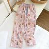 Soft Brushed Cotton Cartoon Print Sleepwear Pants, Loose Fit, Plus Size, Outdoor-Friendly.