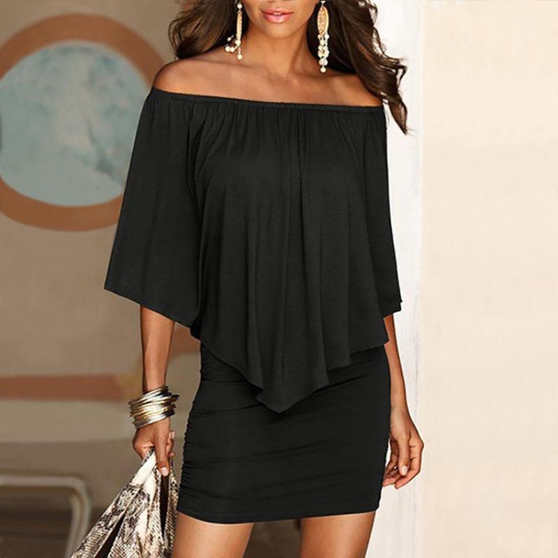 New wish women's dress sexy one-word collar hip skirt