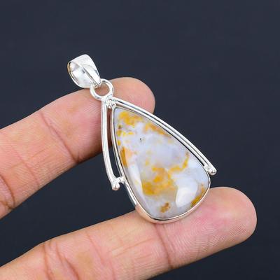Wedding Gift For Her 925 Silver Natural Polka Dot Agate Gemstone Pendant