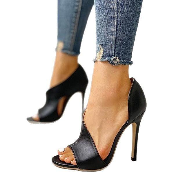 35-43 Retro color snake pattern word with large size high heel sandals women's shoes