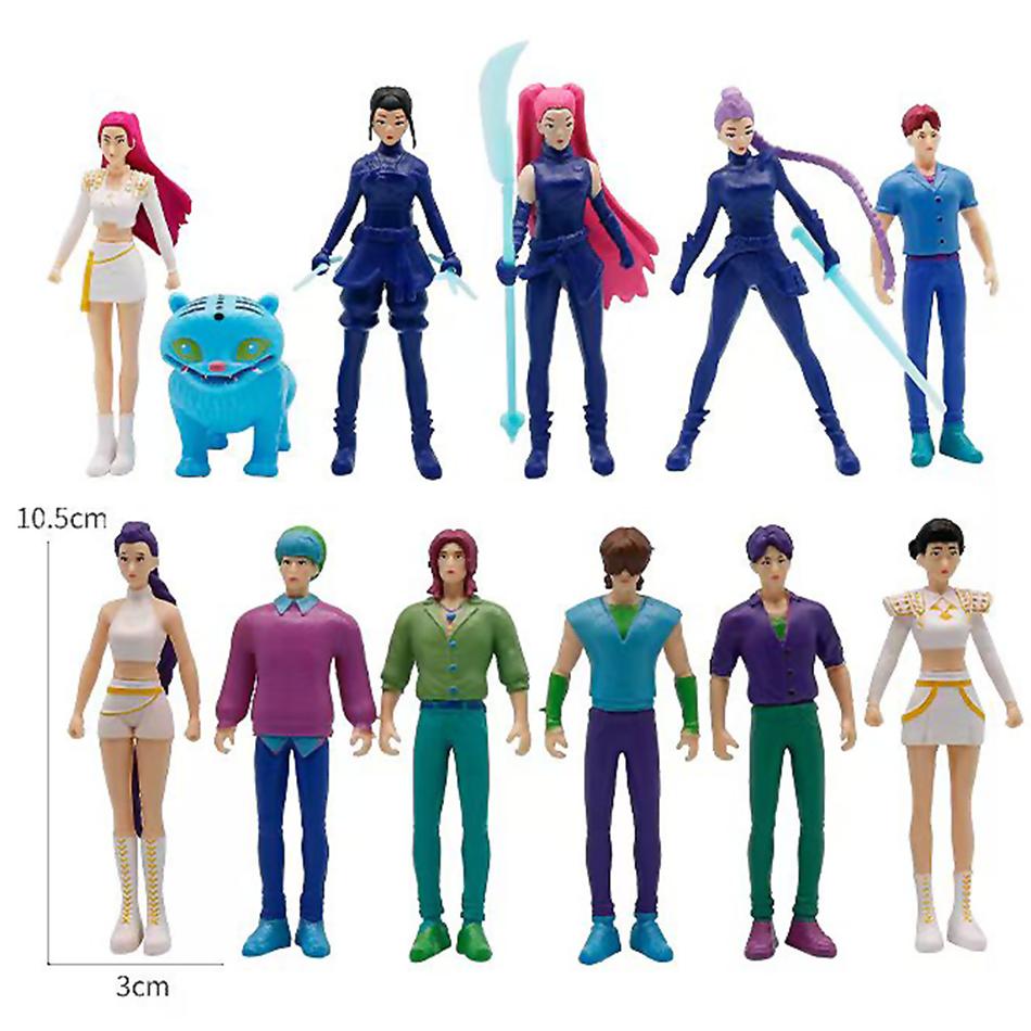 12pcs/Set Kpop Demon Hunters Action Figure Toy Derpys Tiger Rumi Mira Zoey Sussy Figurine Doll For Fans Gift Childen Gift