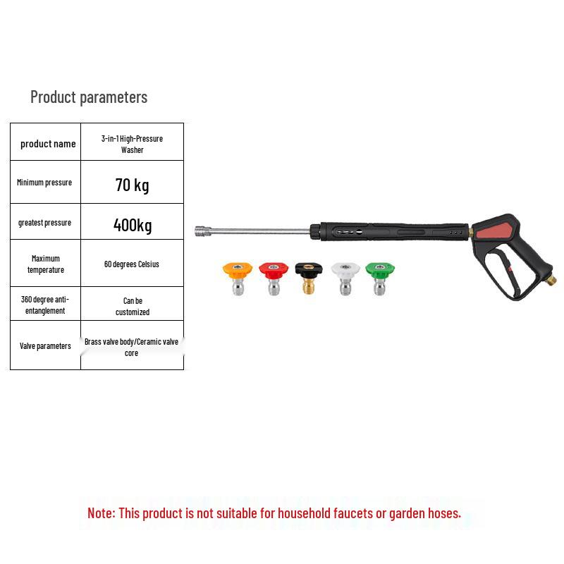 High-Pressure Water Gun 5800 PSI with Extension Rod and Multi-Function Long/Short Gun Options