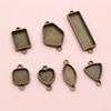 10pcs Double Loops Connector Pendant Cabochons Blank Base Settings Tray Heart Sqaure Rectangle Oval DIY Jewelry Findings