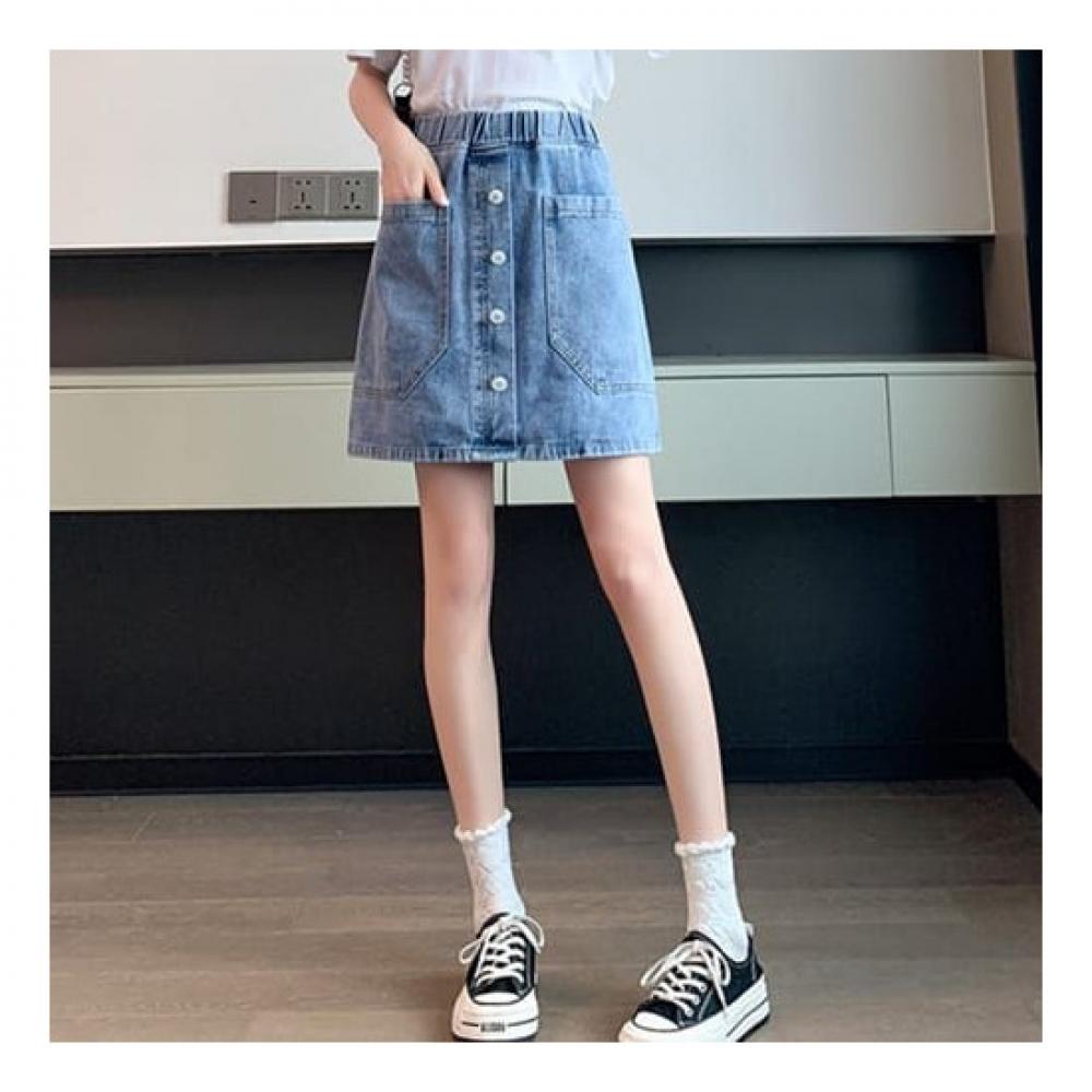 Navava Ns258 Casual Pocket Denim Mini Skirt