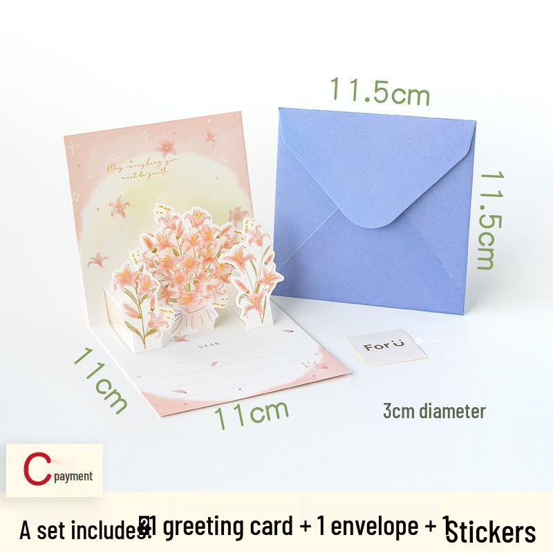 Creative 3D Floral Greeting Card for Holiday or Birthday Appreciation
