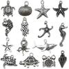 Antique Silver Ocean Starfish, Seahorse & Shark Pendant Charm for DIY Jewelry