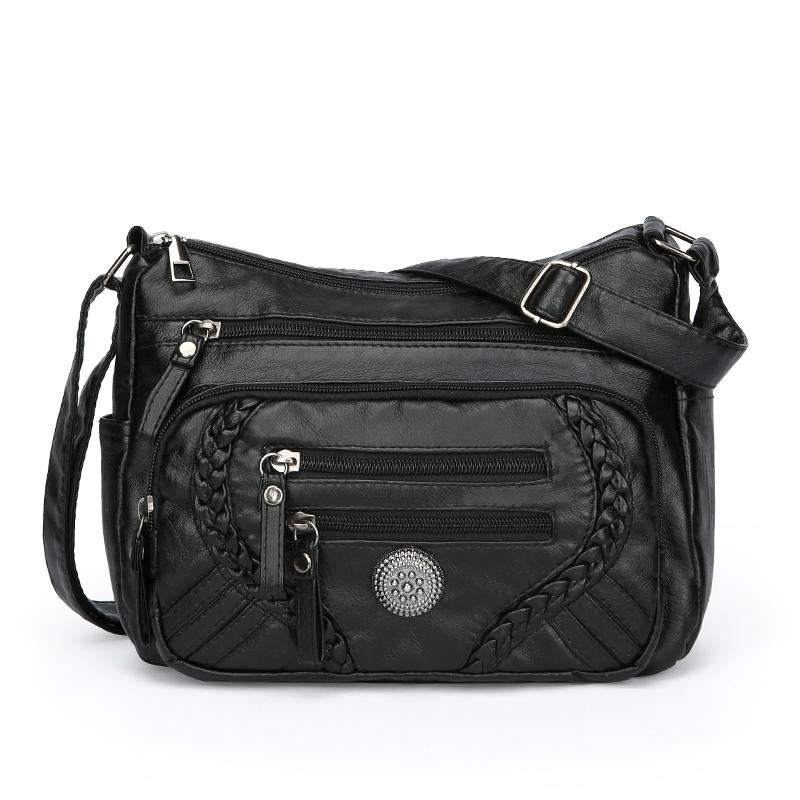 Large Capacity Shoulder Bag Soft Leather Multi-Layer Crossbody Bag for Middle-Aged and Elderly Women's Bag