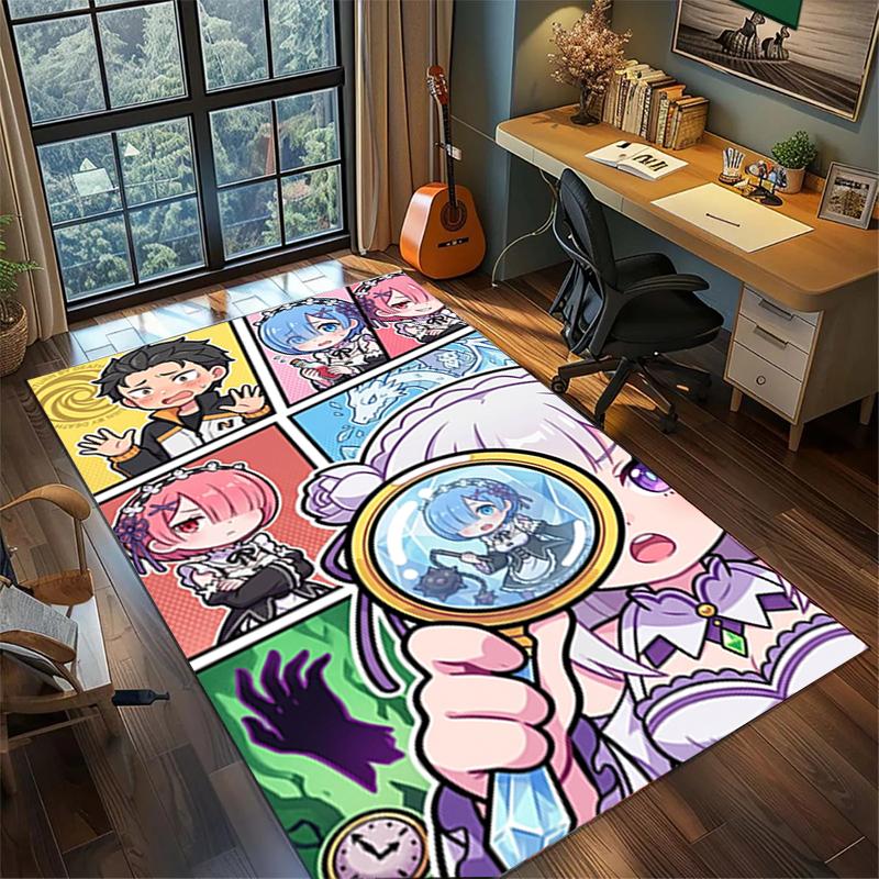 Large Area Floor Mat Rug "ReZero" Non Slip Washable Carpet Bedroom Gamer Room Decor—kwq81