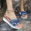 Fashion Women Slippers 2025 Summer New Fashion Elegant Cloth Shoes for Women Wedge Peep Toe Platform Slippers Ladies Zapatos De Mujer