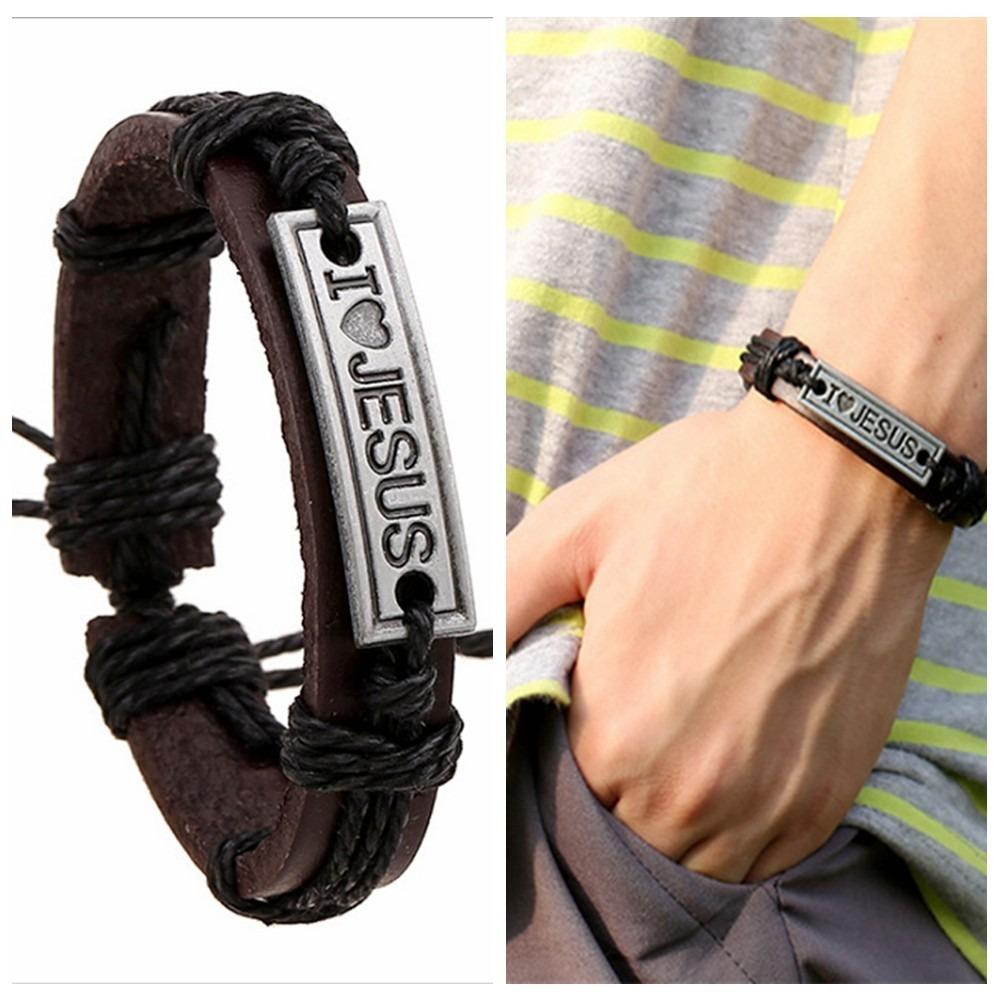 

Мужской/Женский Католический Христианский Браслет-обертка Религиозный Браслет Кожаный Манжет Браслет Я люблю ИИСУСА