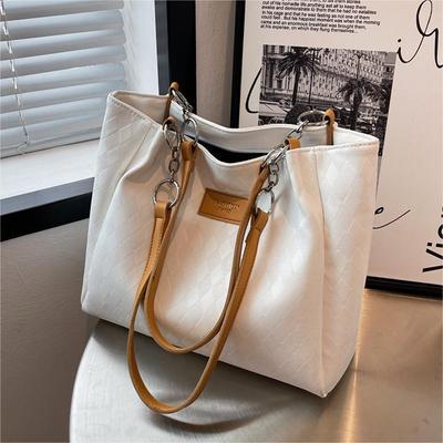 Premium Sense Large-capacity Bag Women's Bag Contrasting Colors Simple and Versatile Niche Shoulder Bag Commuter Tote Bag
