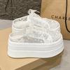 Fashion 8CM Women's Slippers 2025 New Bling Summer Women's Platform Slippers Lace Rhindiamonds High Toe Closed Slippers Women Mule Shoes