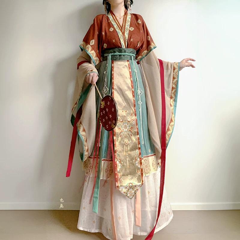 Chinese Wei And Jin Dynasty Style Hanfu. Restore Chinese Fairy Hanfu. Improved Traditional Clothing Suit For Women.