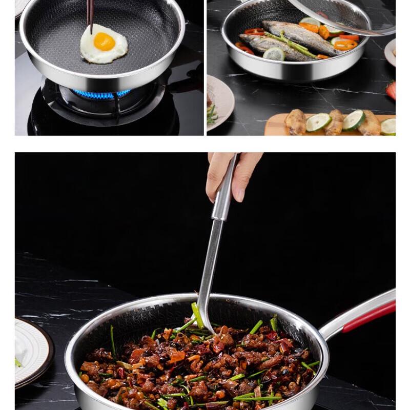 Triceratops Waben Edelstahl Wok mit Glasdeckel