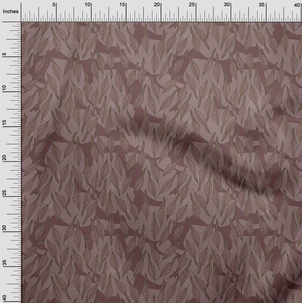oneOone Cotton Cambric Dark Rose Brown Fabric Leaves Dress Material Fabric Print Fabric By The Yard 42 Inch
