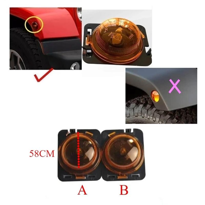 Replacement Side Guard Lights Halogen Turn Signals with UV Resistant Housing 55077895AD 55077894AD Suitable for Car