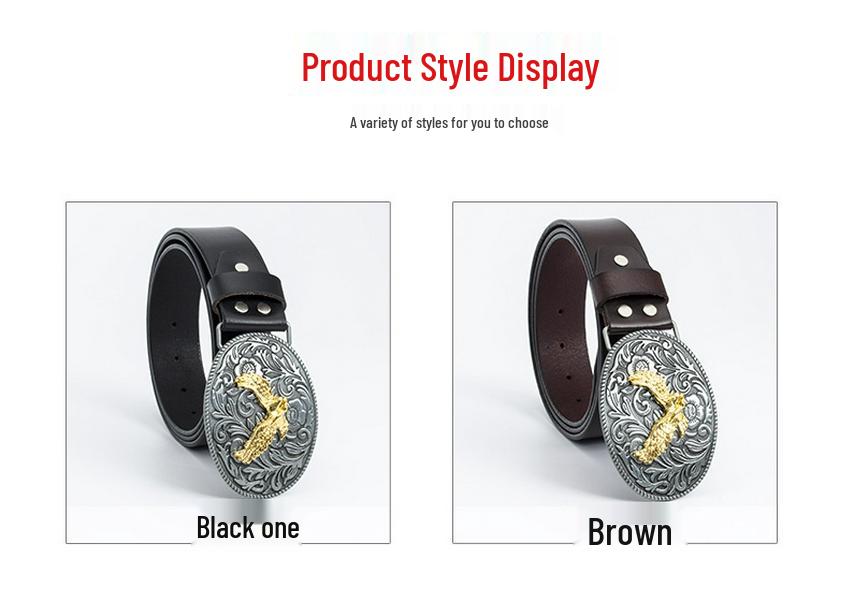 Eagle Pattern Unisex Cowboy Cowhide Belt