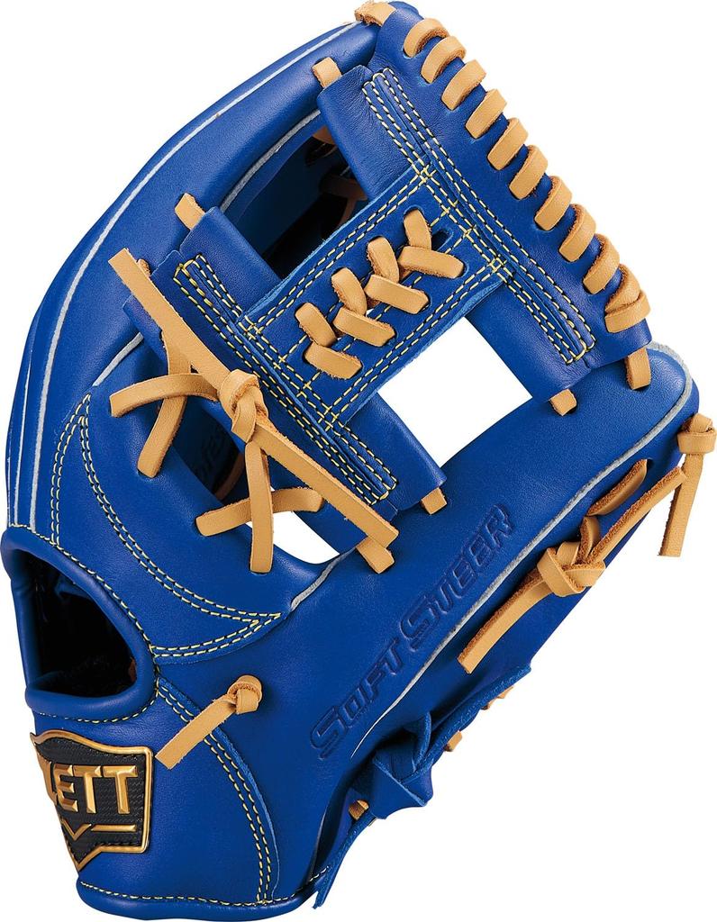 ZETT Guante de Béisbol Juvenil Azul Marino Suave x Marrón Pastel BJGB74530F, Cuero Vacuno, Para Todo Uso, Lanzamiento con la Mano Izquierda, (2532), Talla M,