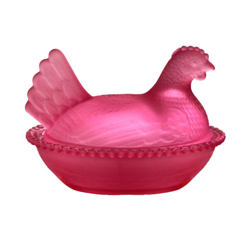 Henne im Nest Glasschale, Kristallgläser Bonboniere mit Deckel Hühnerförmige Hühner Obstschale Dessert Snacks Teller Retro Schale Glas