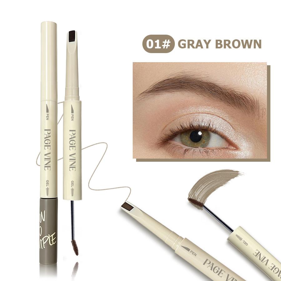 PAGE VINE Dual End Eyebrow Pen Mascara Smooth Smudge Proof Natural Brow Brush 1