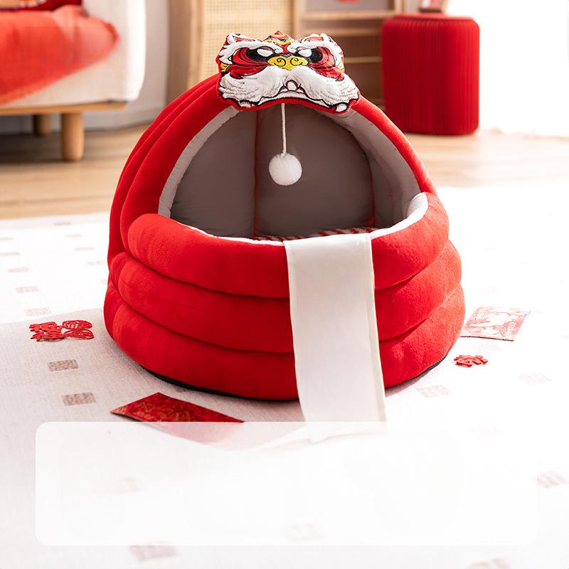 Hundehütte, um kleine Hunde im Winter warm zu halten  Haustierbett für alle Jahreszeiten  Herausnehmbares und waschbares geschlossenes Hunde-Schlafhaus  Große Katzenhütte