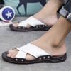 Móda Muži Černobílé Klasické Křížené X-tvarové Nazouvací Ležérní Boty Letní Prodyšné Venkovní Pánské Pantofle Pohodlné Plážové Sandály