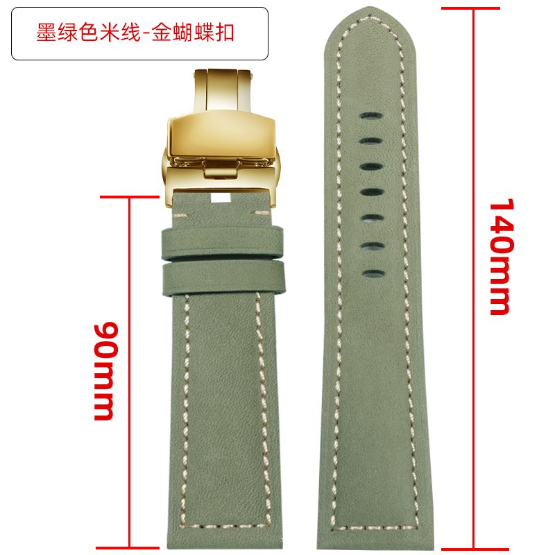 Extended matte crazy horse Frosted leather watchband 22m 24mm For Pam111 441 Hamilton Tissot Omega Casio men Vintage watch strap