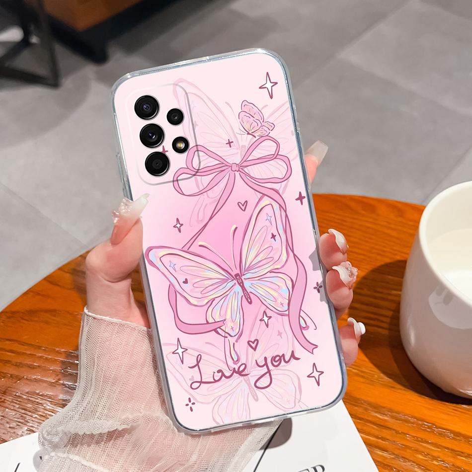 Flower Case For Samsung Galaxy A52 Phone Cover For Samsung A 52 Cases Soft Transparent Silicone Christmas Elk deer Back Covers