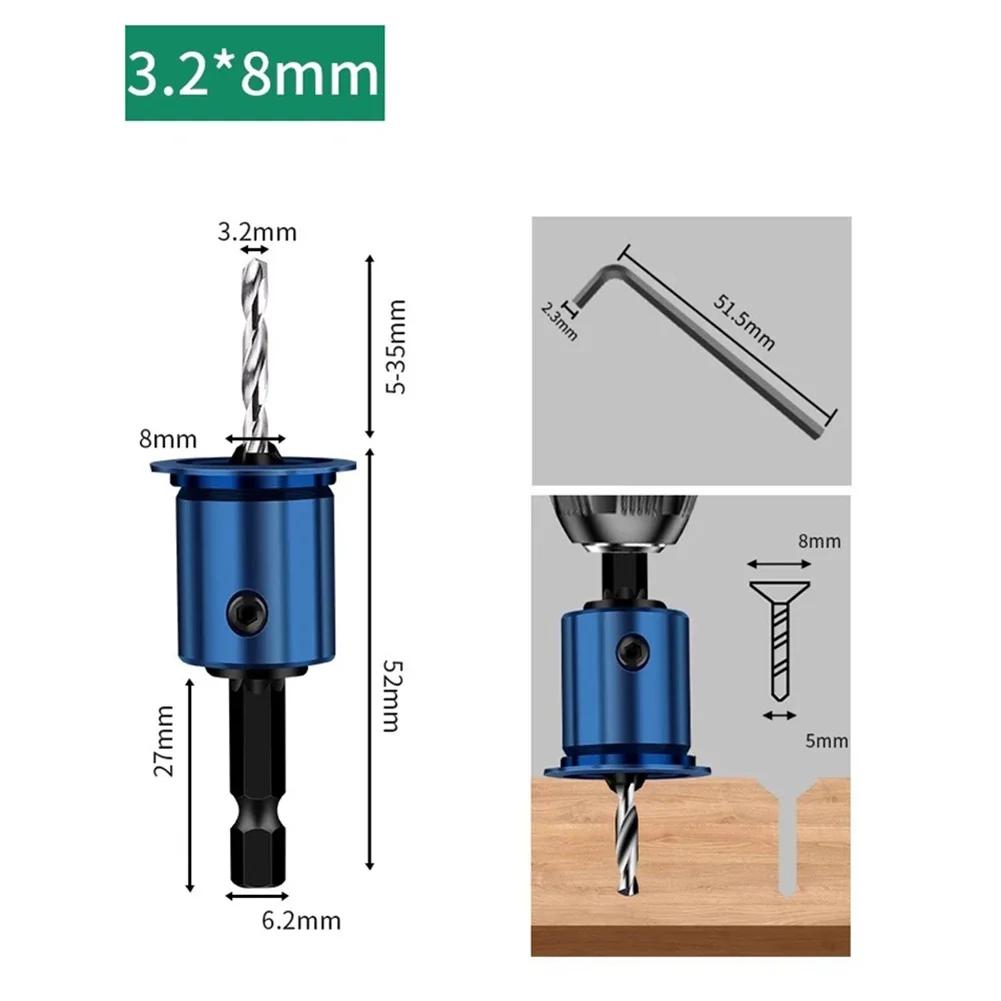 Countersunk Drill Bit with Alloy Core Limiter, Countersink Drill Router Bit, Woodworking Tool for Drilling Pilot Holes In Wood