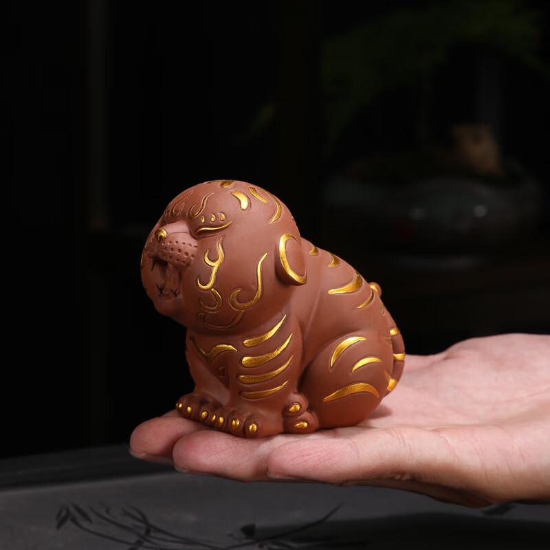 Ручная работа, чайный питомец из красной глины, тигр