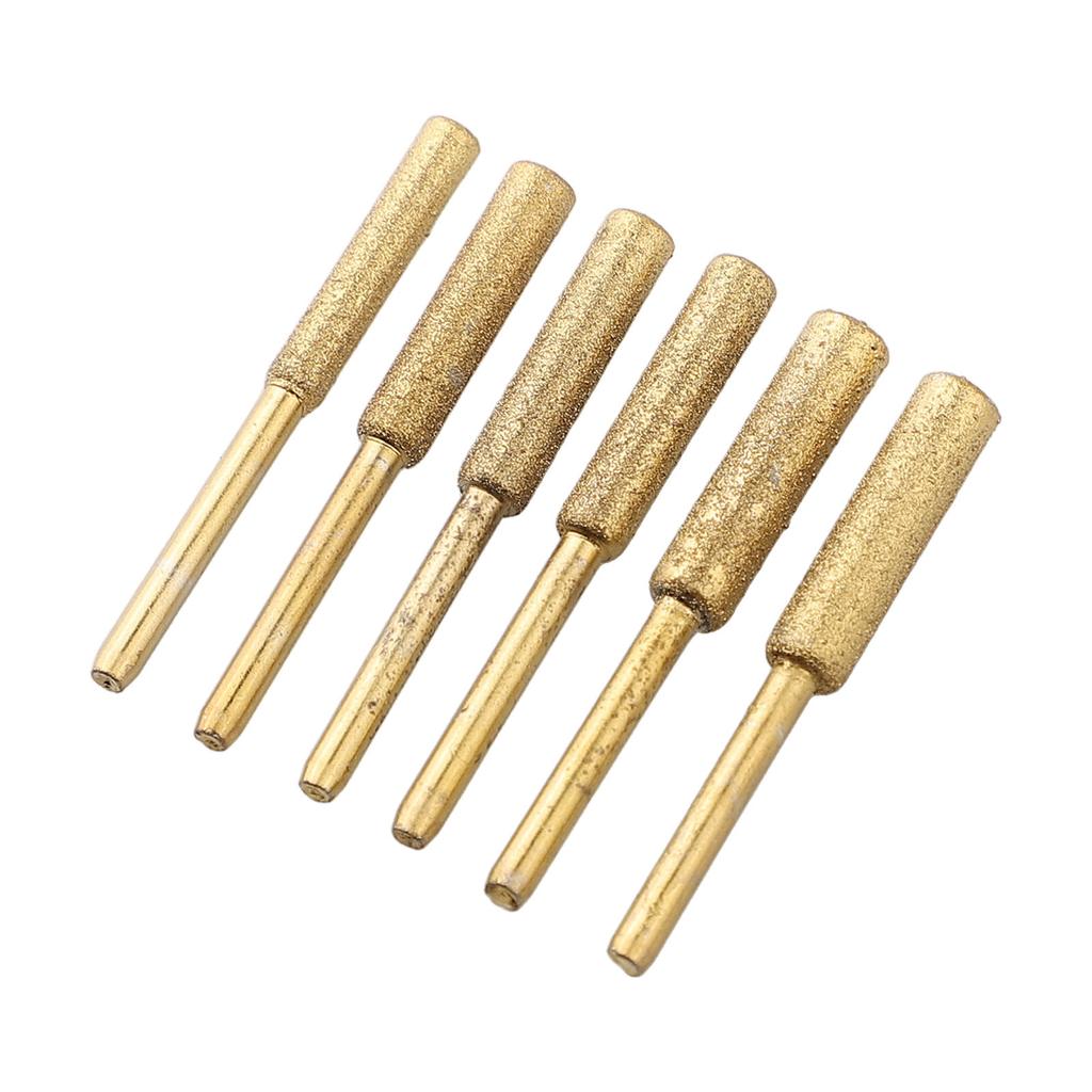 6pcs Coated Cylindrical Burr Chainsaw Sharpener Stone File Chain Saw Sharpening Carving Grinding Power Tools Kit