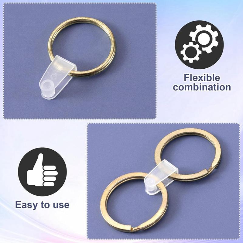 AA58 200 Pcs Plastic Keychain Clips, Acrylic Keychain Connector, Clear Keychain Clips for Crafts, Keychain Attachment