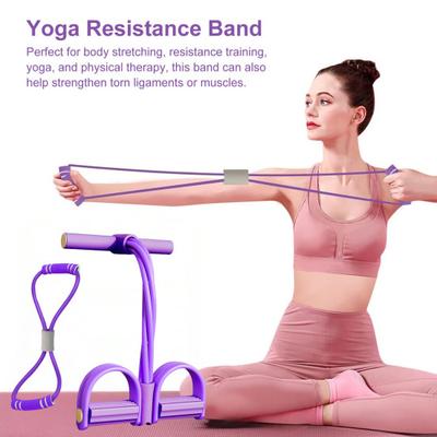 Figure 8 Resistance Band 6-Tube Pedal Puller with Handle Multifunction Elastic Sit-up Rope Men Women Pedal Tensioner Exerciser Workout