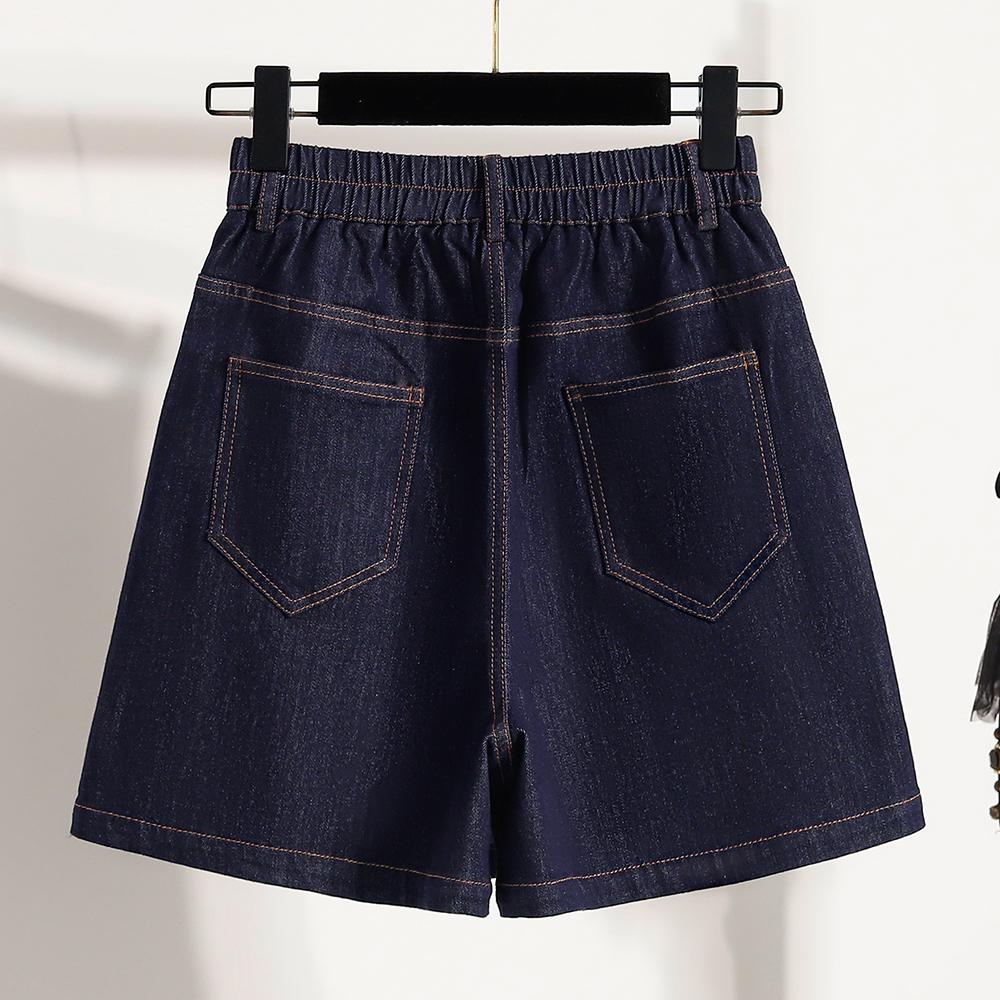 DIMANAF 2026 Primavera Estate Taglie Forti Donna Gonne Corte Pantaloni Jeans Vita Elastica Pantaloncini Oversize Denim Cotone tinta unita