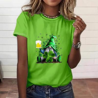 Fashionable Casual Versatile Paul's Day Clover Short Sleeved Round Neck T-shirt