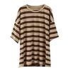 T-shirt for Women Summer Large Size Cotton T-shirt Soft Loose Striped Casual Pullover T-shirt Top