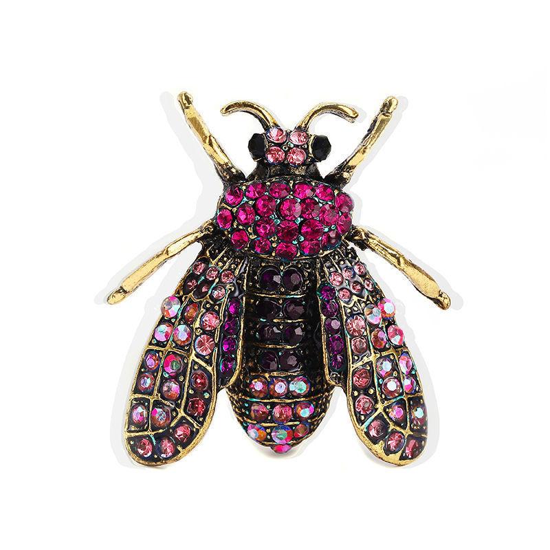Honeybee Enamel Brooch Pin With Rhinestones For Women Vintage Fashion Accessory