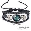 Luminous Twelve Constellation Artificial Gemstone Bracelet ;Beaded Rope Pu Leather 12 Constellation Woven Bracelet