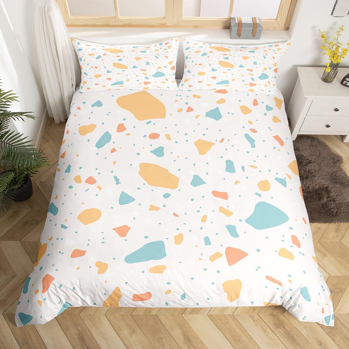 

Colorful Modern Marbling Duvet Cover for Girls Women Girly Marble Bedding Set Rainbow Watercolor Comforter Cover EU Single(135x200cm)