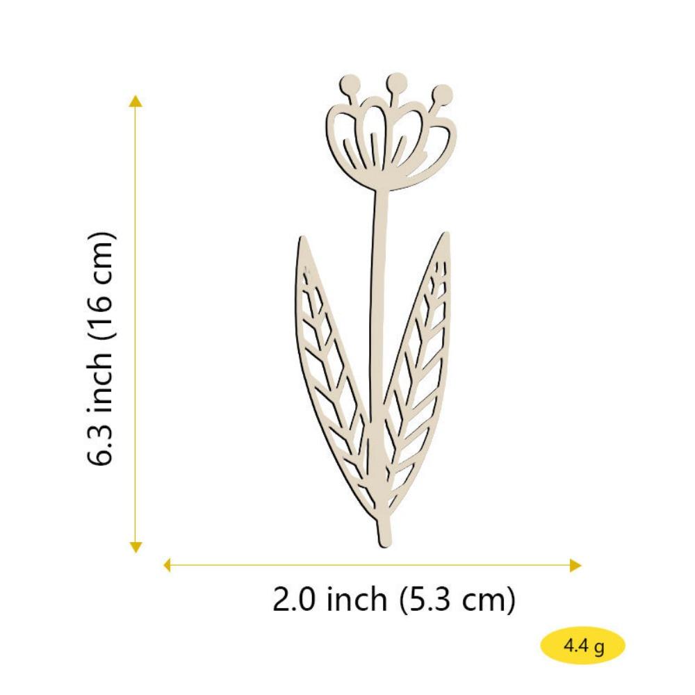 10Pcs Wood Material Wooden Flowers Cutout Design Laser Cut Wood Flowers Cutout Signs Natural Unpainted Wildflowers Stems