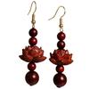 Elegant Wood And Alloy Florals Earrings Handmade Dangling Earrings For Daily Wear Or Special Occasions