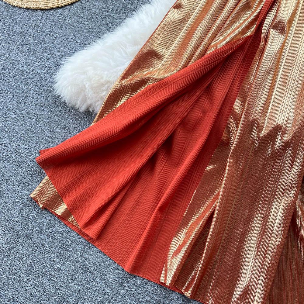 RUGOD Rochii europene și americane Temperament high-end cu decolteu în V Talie subțire și ușoară Stil matur Rochie lungă cu leagăn mare Femei