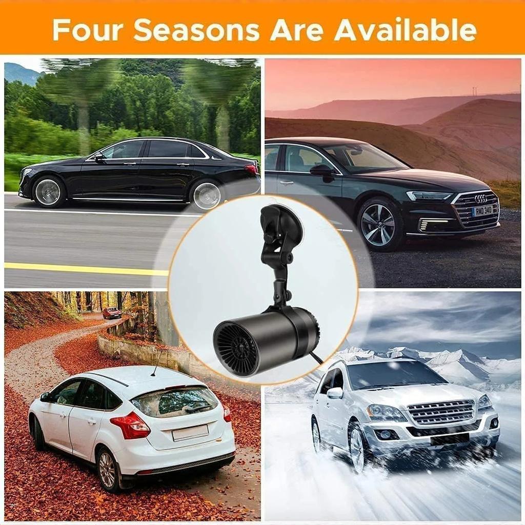 Car Heater, 12V Portable Car Heater, Defroster for Car Windshield Fast Heating Defrost Defogger with Suction Holder