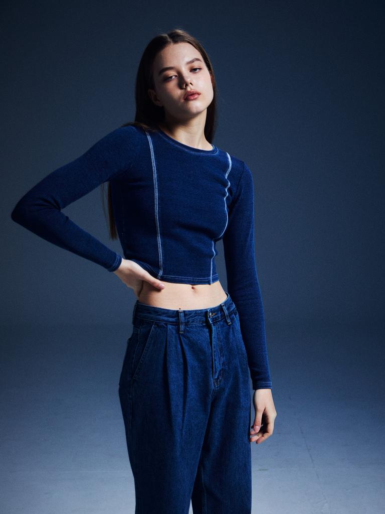 RENNESMIA Indigo Washed Top _ Deep Blue